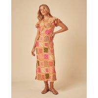 Printed V-Neck Midaxi Tea Dress