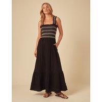 Pure Cotton Embroidered Square Neck Dress