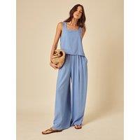 Linen Rich Wide Leg Trousers