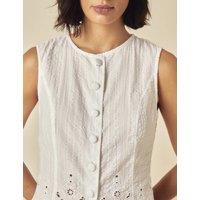 Pure Cotton Broderie Button Through Vest Top