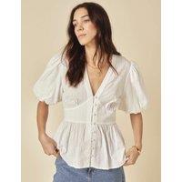 Pure Cotton V-Neck Blouse