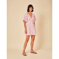 Pure Cotton Embroidered V-Neck Mini Dress