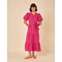 Pure Cotton Broderie Midaxi Tiered Dress