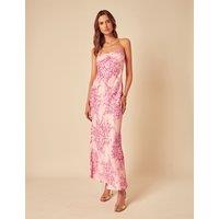 Floral Sweetheart Neckline Maxi Column Dress