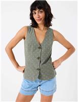 Pure Cotton Embroidered V-Neck Waistcoat