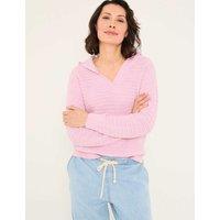 FatFace Pure Cotton Textured V-Neck Hoodie Light Pink