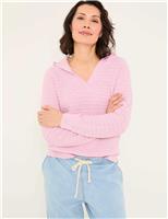 Pure Cotton Textured V-Neck Hoodie