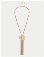 Brushed Disc Tassel Long Pendant Necklace