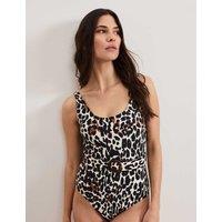 Phase Eight Leopard Print Padded Belted Swimsuit Black Mix