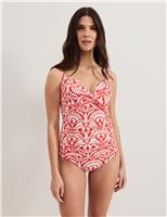 Tile Print Padded Twist Front Swimsuit