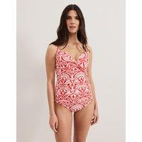 Phase Eight Tile Print Padded Twist Front Swimsuit Red Mix