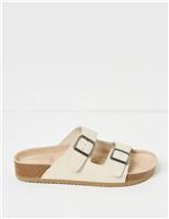 Leather Buckle Footbed Sandals