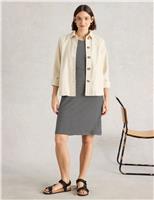 Jersey Striped V-Neck Tea Dress