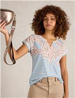 Pure Cotton Printed Notch Neck TShirt