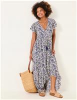 Floral V-Neck Waisted Midi Dress