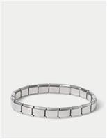 Stainless Steel Silver Tone Link Stretch Bracelet