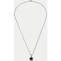 M&S Stainless Steel Silver Tone Necklace With Natural Stone Pendant Silver