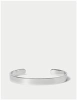 Stainless Steel Silver Tone Open Cuff Bracelet
