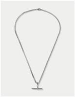 Stainless Steel Silver Tone Necklace With T-Bar Pendant