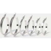 M&S 3pk Textured Hoop Earrings Silver