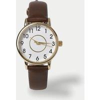 M&S MINIMALIST FAUX LTHER STRP WATCH Brown
