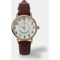 M&S MINIMALIST FAUX LEATHER STRP WATCH Burgundy
