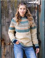 Celtic & Co. Pure Wool Patterned Crew Neck Jumper Turquoise