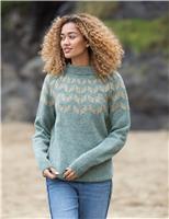 Celtic & Co. Pure Wool Jacquard Crew Neck Jumper Grey Mix