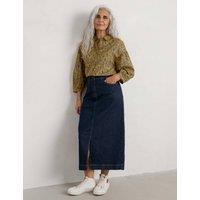 Denim Split Front Midi Skirt