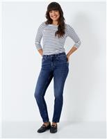 Crew Clothing Mid Rise Straight Leg Jeans Medium Blue