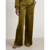 Seasalt Cornwall Velour Drawstring Wide Leg Trousers Olive