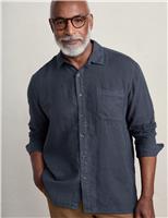 Seasalt Cornwall Pure Linen Flannel Shirt Navy