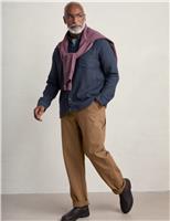Seasalt Cornwall Pure Linen Grandad Collar Shirt Navy