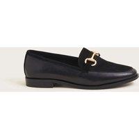 Leather Bar Block Heel Loafers