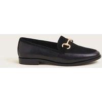 Leather Bar Block Heel Loafers