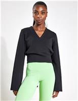 Adidas V-Neck Tie Back Yoga Top Black