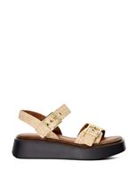 Leather Buckle Flatform Espadrilles