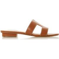 Dune London Wide Fit Leather Flat Sliders Tan