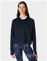 Sweaty Betty Revive Cotton Rich Half Zip Sweatshirt Navy