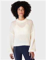Sweaty Betty Hera Mohair Blend Ribbed Jumper with Wool Soft White