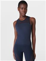 Sweaty Betty Power Illusion Crew Neck Cross Back Vest Top Navy