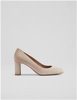 Suede Block Heel Court Shoes