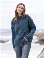 Celtic & Co. Pure Wool Cable Knit Relaxed Jumper Indigo