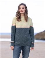 Celtic & Co. Pure Wool Colour Block Funnel Neck Jumper Blue Mix