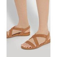 Dune London Leather Flat Sandals Camel