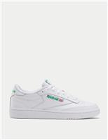 Reebok Club C 85 Leather Lace Up Trainers Black/Grey