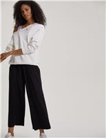 Elasticated Waist Wide Leg Cropped Trousers