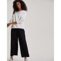 Elasticated Waist Wide Leg Cropped Trousers