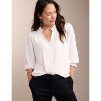 BAUKJEN Notch Neck Frill Detail Relaxed Blouse White