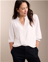 BAUKJEN Notch Neck Frill Detail Relaxed Blouse White